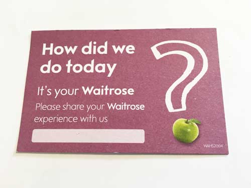 Waitrose Customer Service Business Card Front